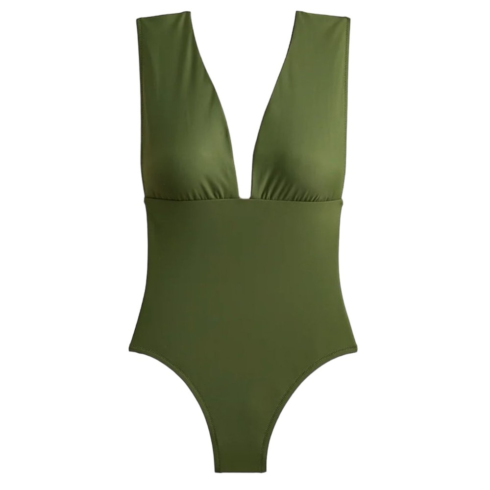 J. Crew V Neck One Piece Swimsuit Safari NWT